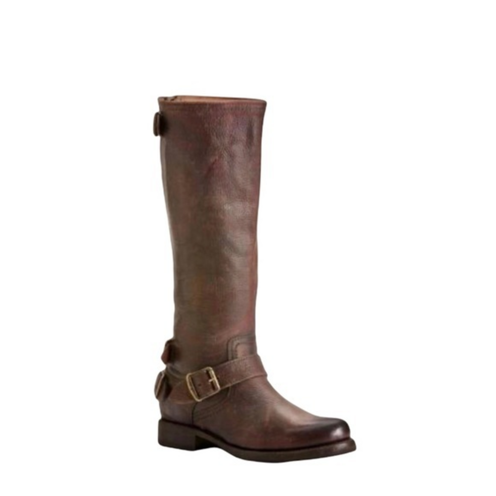 Frye Veronica Brown‎ Leather Back Zip Moto Style Boots Size 6